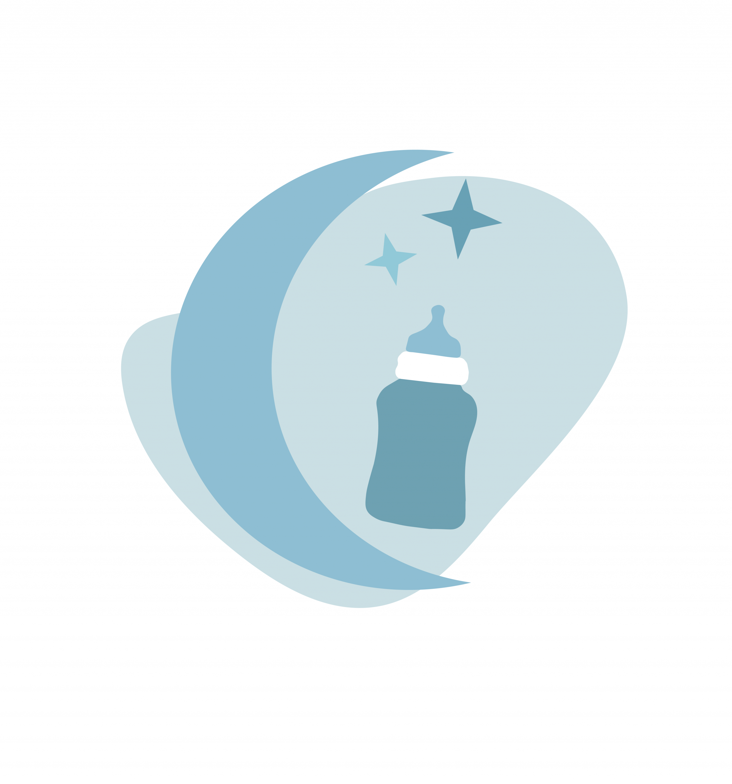 Image d'une lune avec un biberon pour symboliser les babysittings ponctuels